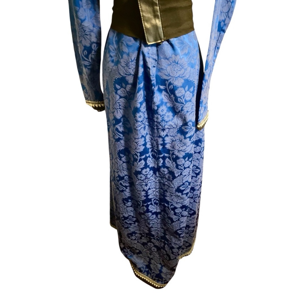💙 Vtg Blue Brocade Victorian Maxi Gown Gown | S - Picture 11 of 11